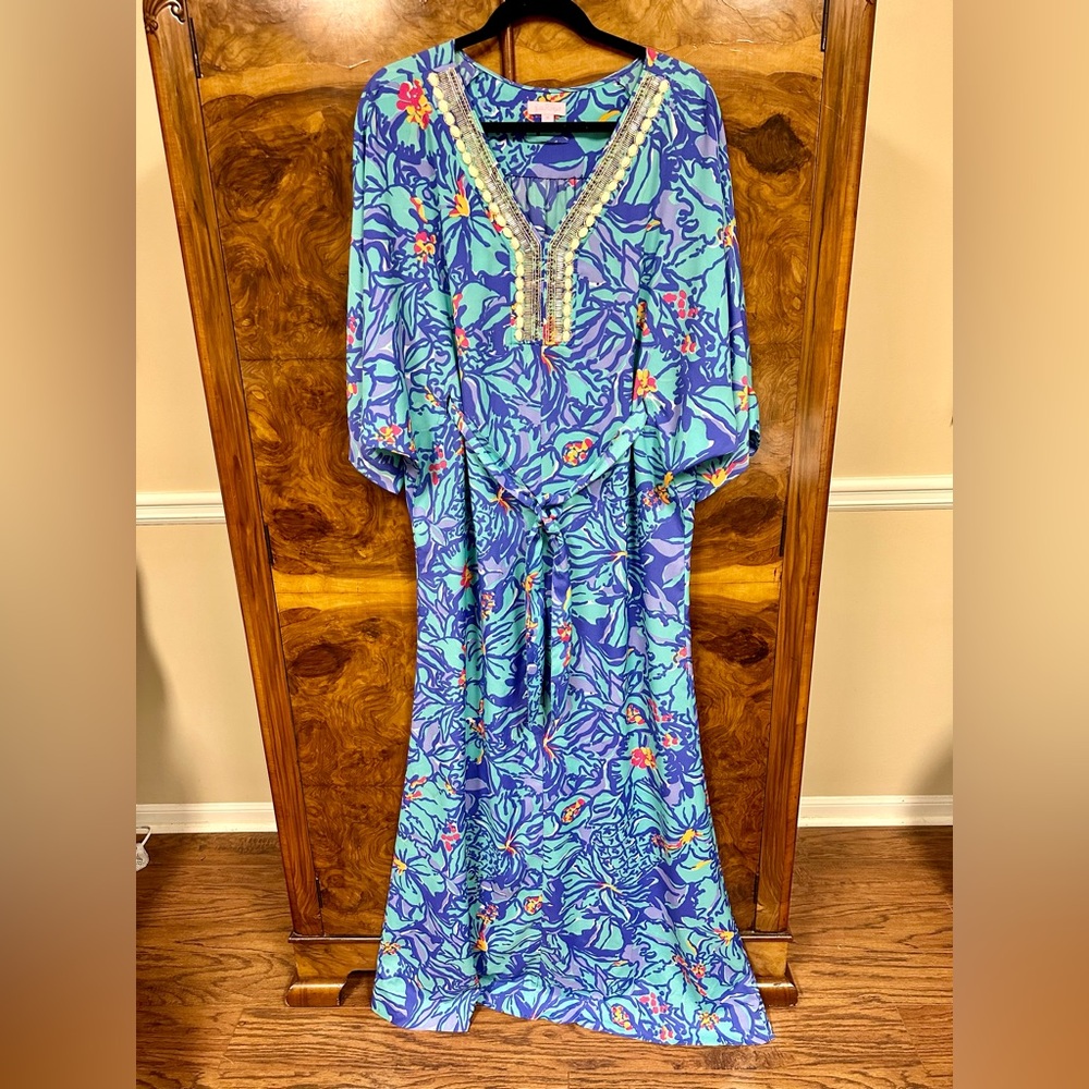 Lilly Pulitzer Wilda Maxi Caftan in Mai Tai Size Medium